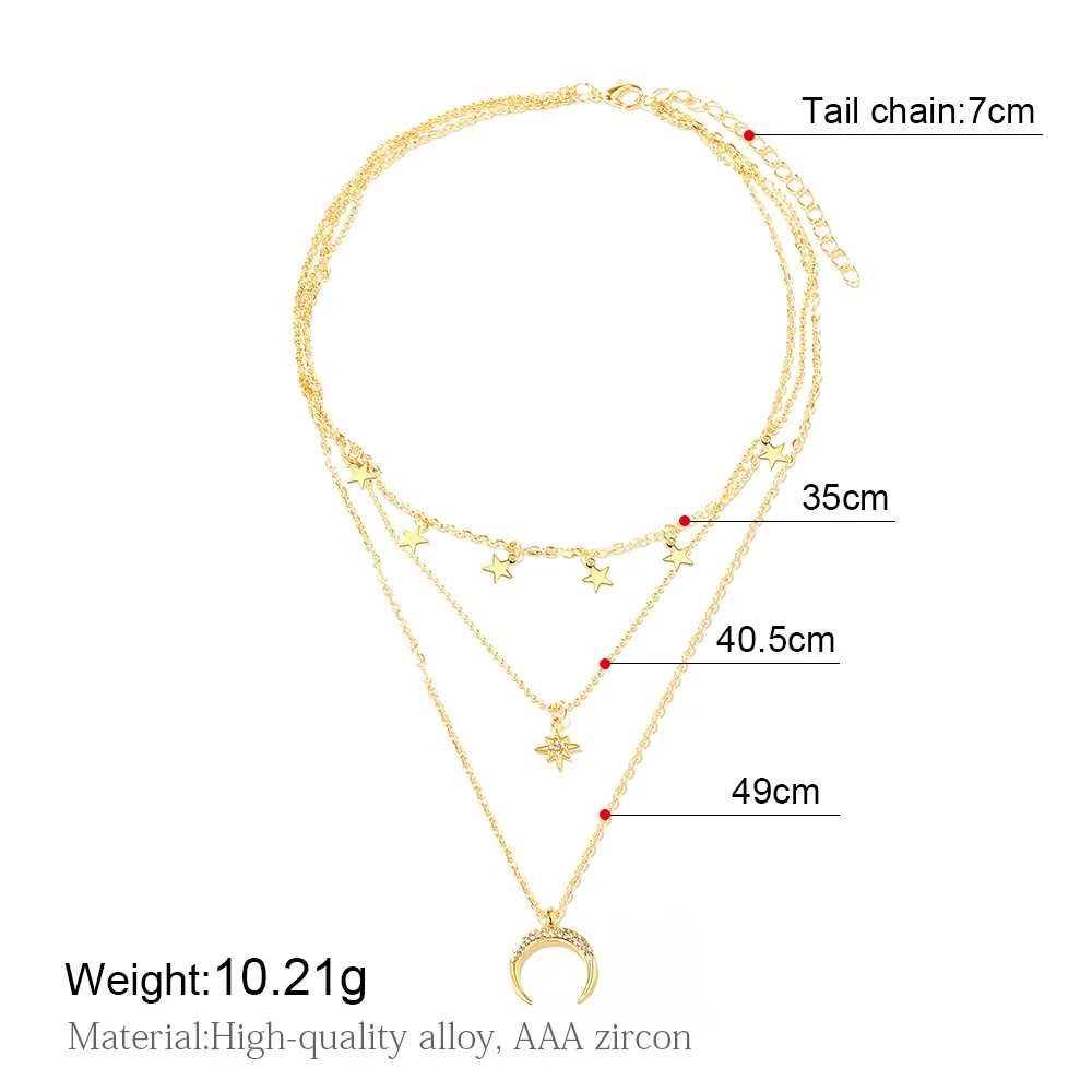 BLINLA винтажные богемные Многослойные Кристальные ожерелья с кулонами в виде Луны для женщин модные золотые геометрические ожерелья вечерние ювелирные изделия - Окраска металла: Gold 11
