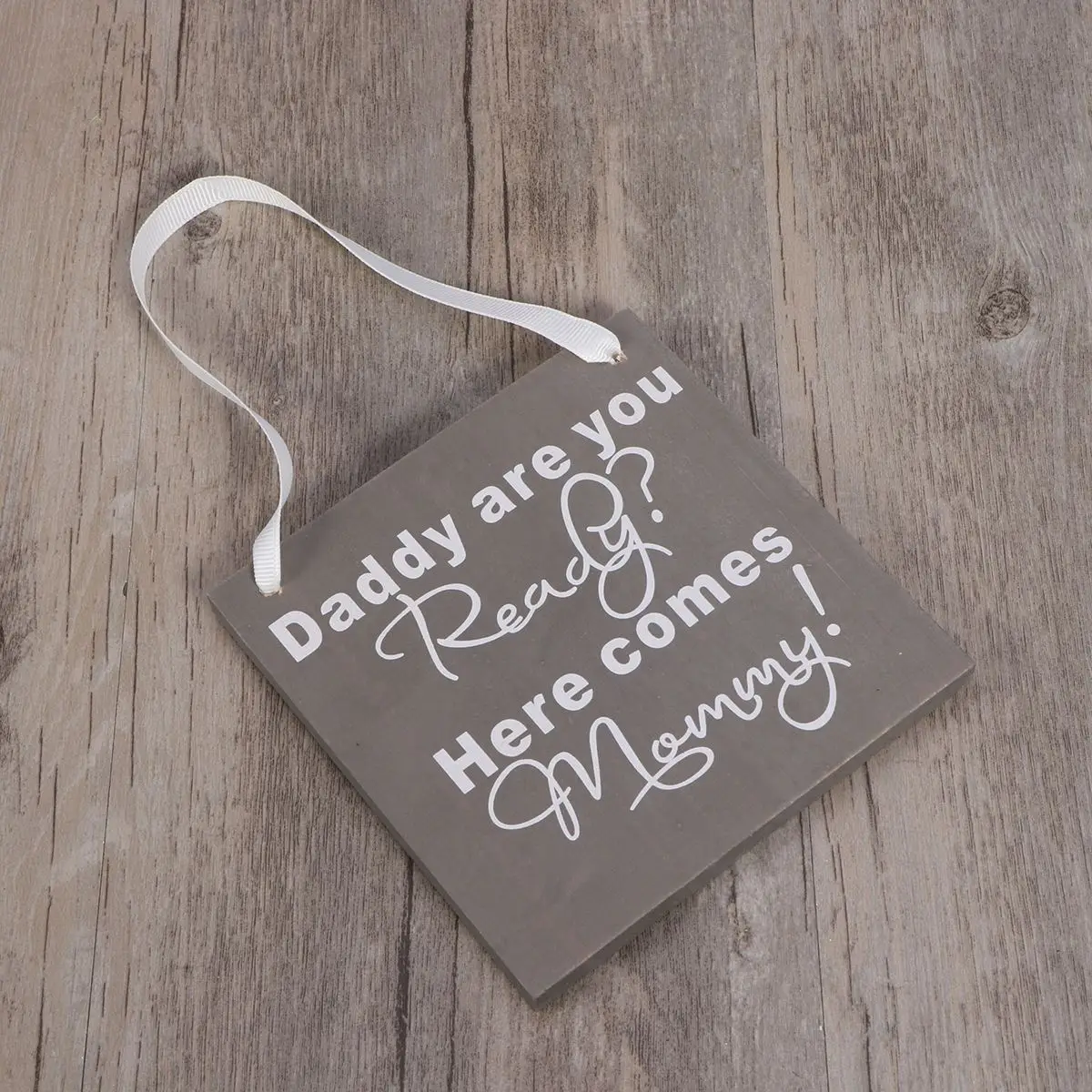 Wood Wedding Gift Plaque Daddy Are You Ready Here Comes Mommy Sign Photo Props Wooden Crafts Wedding Decoration