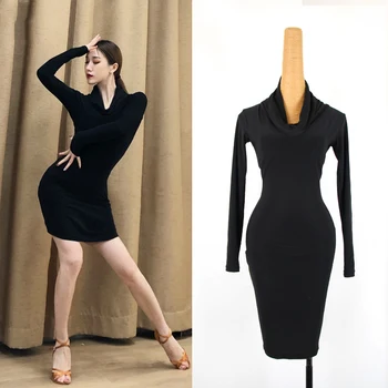 

Latin Dance Dress For Women Autumn Winter Long Sleeve Sexy Costumes Latin Competition Dresses Female Rumba Dancing Wear DQL2686