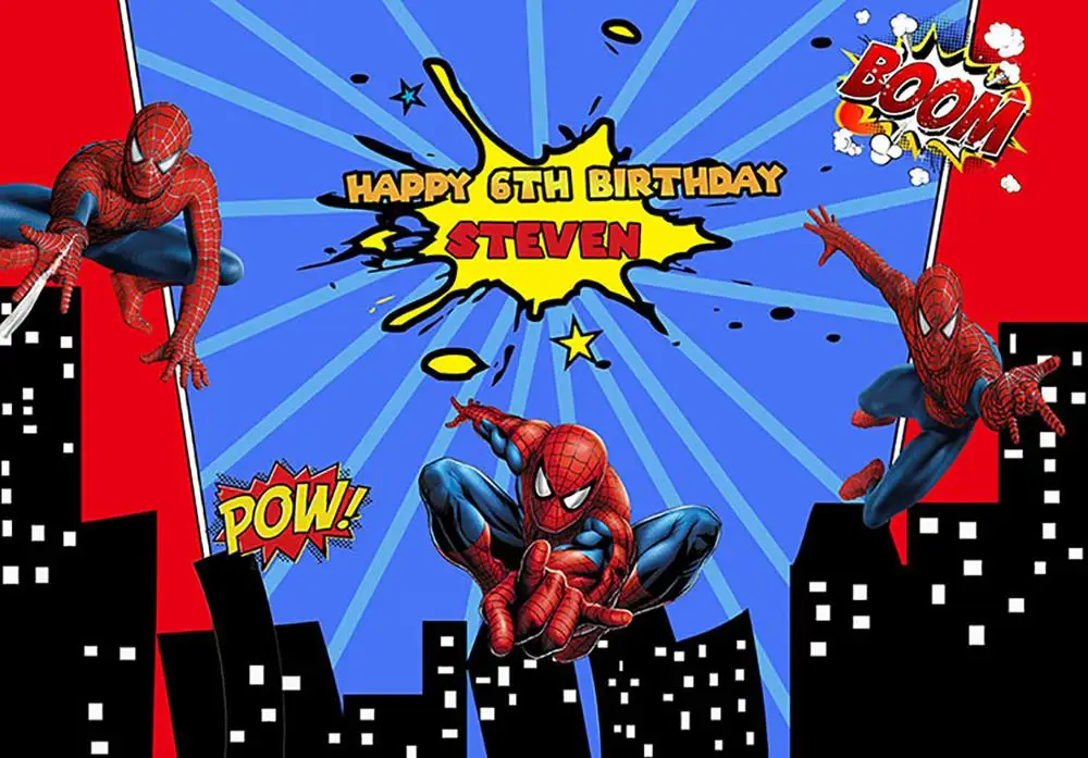 Photurt Cartoon Spider Man Photography Backdrop Baby Shower Boy Birthday Party Background City Night Vinyl Photo Studio Props Background Aliexpress