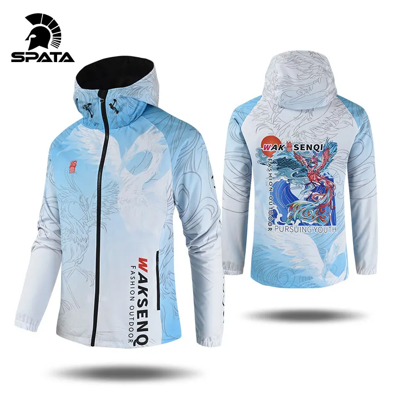 SPATA 2021 New Man Windbreaker Waterproof Thermal Breathable Hoodie Long Sleeve Thick Single Fishing Coat Autumn Winter Outwear