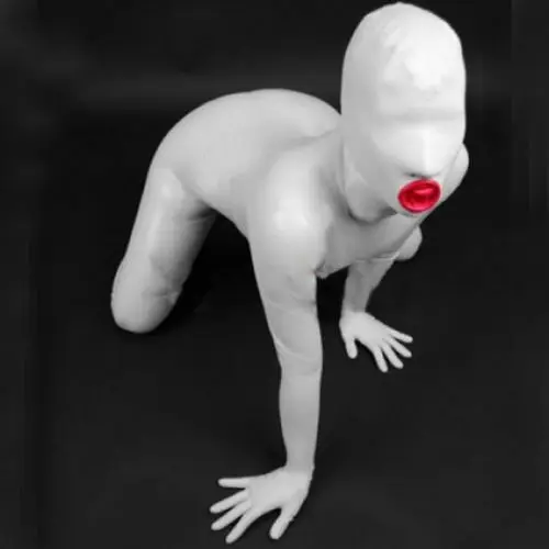 100% латексные резиновые костюмы Gummi красные облегающие белые колготки Catsuit Размер
