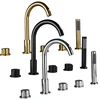 Becola 5PCS Gold/Chrome Bathtub Faucet Bathroom Extra Long Water Pipe Bathroom Tap Washbasin Faucet Black With Hand Shower 3