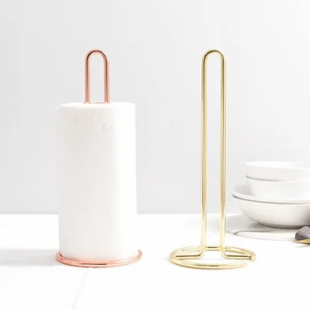 

Stainless Steel Kitchen Roll Paper Towel Holder Bathroom Tissue Stand Rose Gold Napkins Rack Home Kitchen Storage Accessories