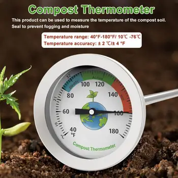 

Dial Display Stainless Steel Compost Thermometer Portable Garden Soil Ground