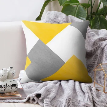 

Geometric Yellow Plaid Decorative Pillow Cushion Cover 45x45 Summer Pillow Cover Home Decoration Sofa Living Room Pillow Cover