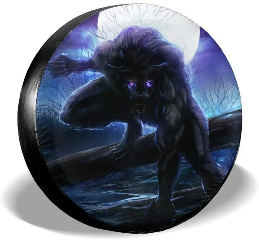 

Foruidea Surreal Werewolf Electric Eyes Spare Tire Cover Waterproof Dust-Proof UV Sun Wheel Tire Cover Fit for Car,
