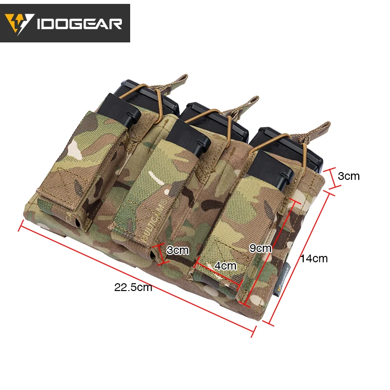 IDOGEAR Тактический Подсумок маг Перевозчик тройной Открытый Топ 5,56 Пистолет Молл подсумок 3545