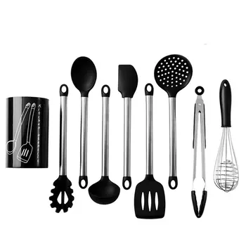 

8PCS Stainless Steel Food Grade Silicone Cooking Spoon Soup Ladle-Egg Spatula Turner Kitchen Tools Cooking Utensil Set
