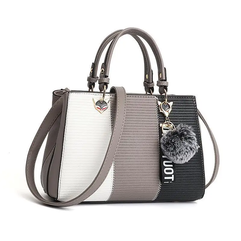

Women Hairball Ornaments Totes Patchwork Handbag Party Purse Ladies Messenger Crossbody Shoulder Bags Women Handbags