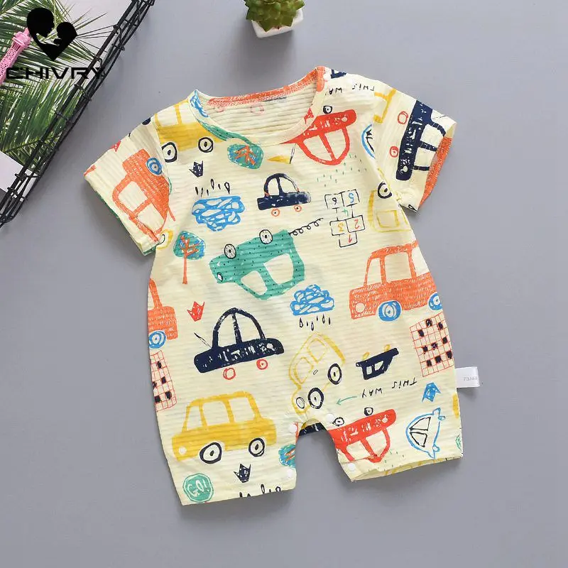 

Newborn Infant Baby Boys Girls Rompers Summer Short Sleeve O-neck Cute Graffiti Car Jumpsuit Toddler Playsuit Infant Clothing