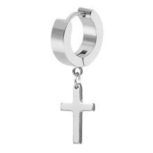 Панк серьги-гвоздики круглый крест Huggie мужские серьги маленький распятие манжеты серьги из нержавеющей стали хип хоп мужские Pendientes