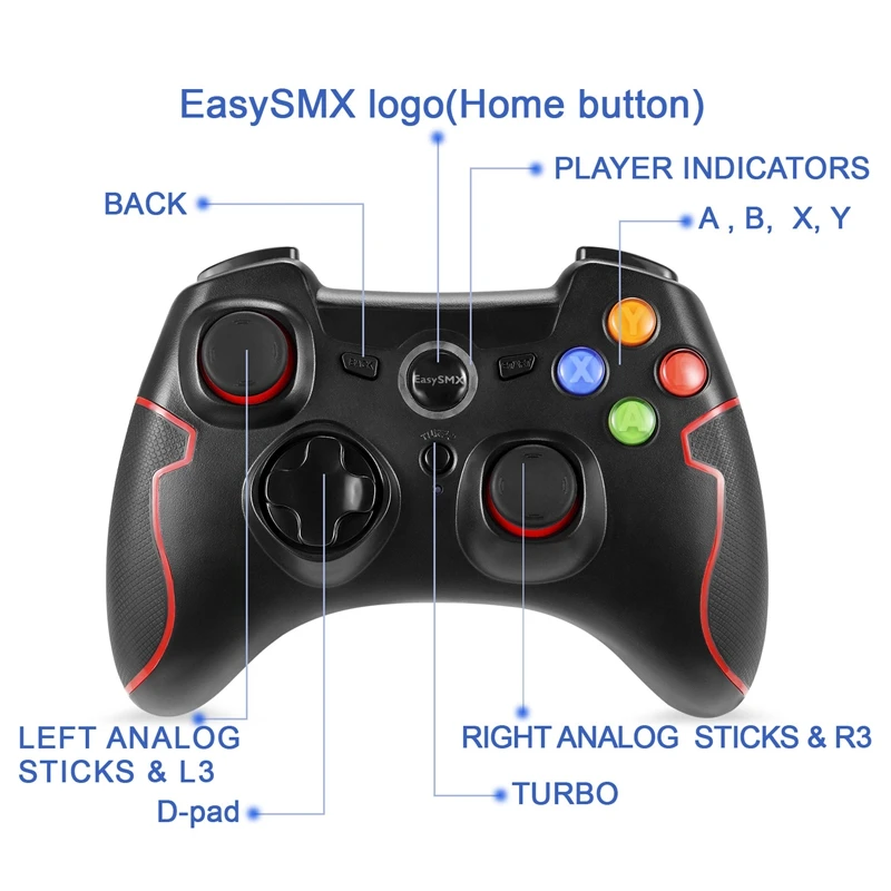 EasySMX ESM-9013 Wireless Gamepad Joystick Game Controller Compatible with PC PS3 TV Box Android Smartphone Joypad Controller