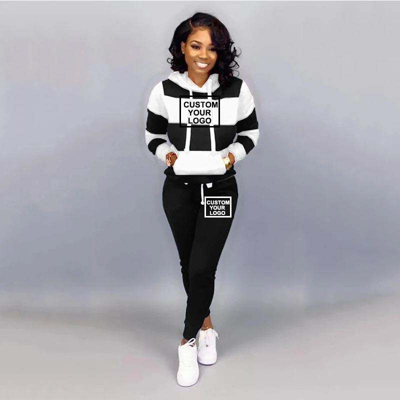 Tracksuit Women Custom Your Logo Two Piece Set Casual Pullover Hoodies+Pants Spring Autumn Female Outfits Sportsuit for Women