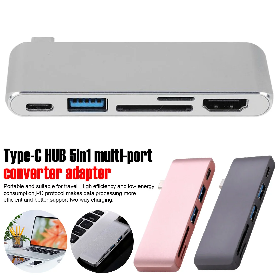 

USB 3.0 Type-C HUB Converter HUB Type-c om Multi Poorten Power Adapter USB-C HUB Splitter Dock Voor for Macbook