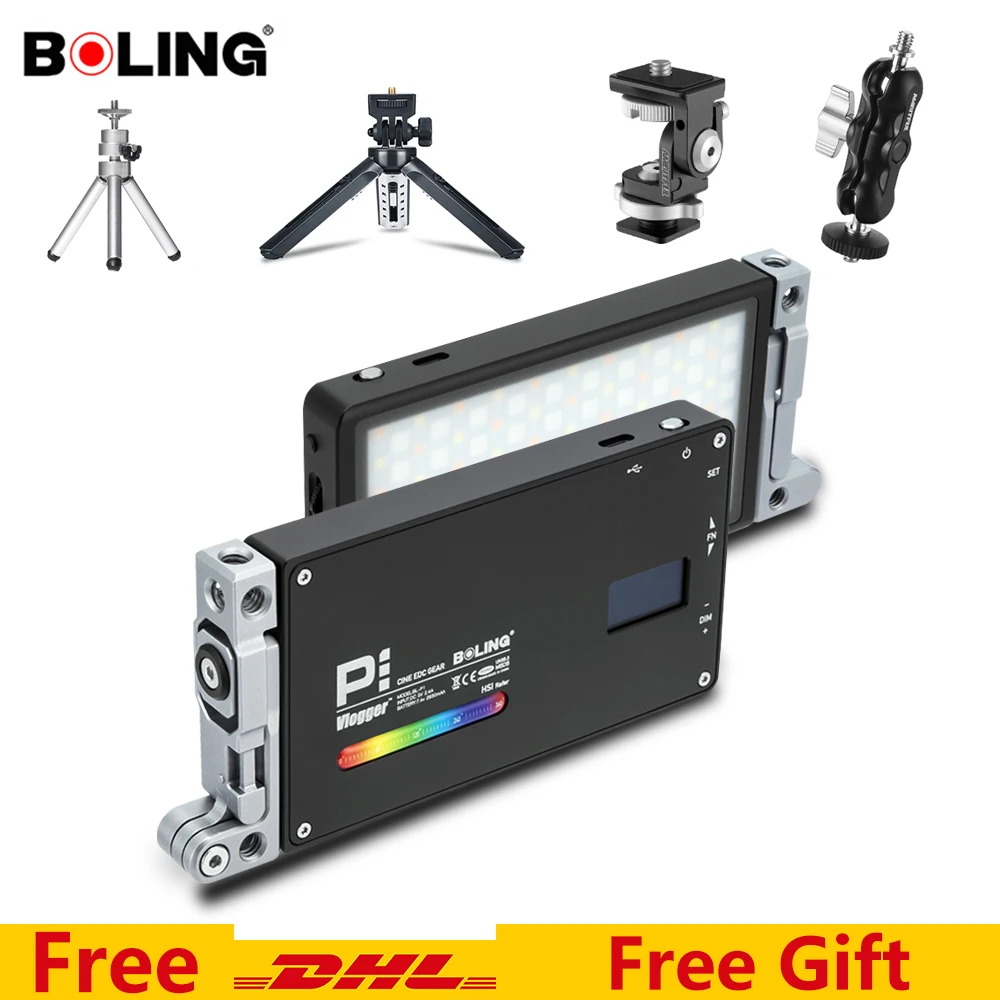 Boling BL-P1 RGB P1 2500K-8500K Dimmable Full Color LED Video Light Photography Video Studio DSLR Camera Light for Vlogging Live