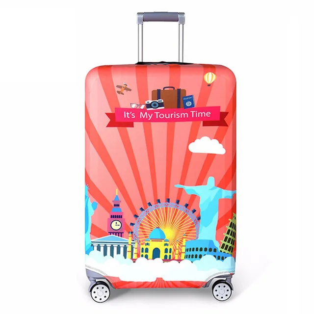 World Map Travel Luggage Suitcase Protective Cover for Trunk Trolley Baggage Case Apply To 18''-32'' Suitcase Cover Elastic - Color: as pictures