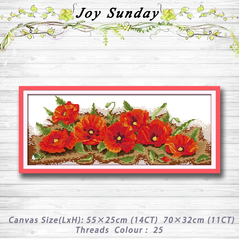 

Colorful Seven poppy flowers Patterns 14CT 11CT Counted Cross Stitch Sets Wholesale Chinese Cross stitch Embroidery Needlework