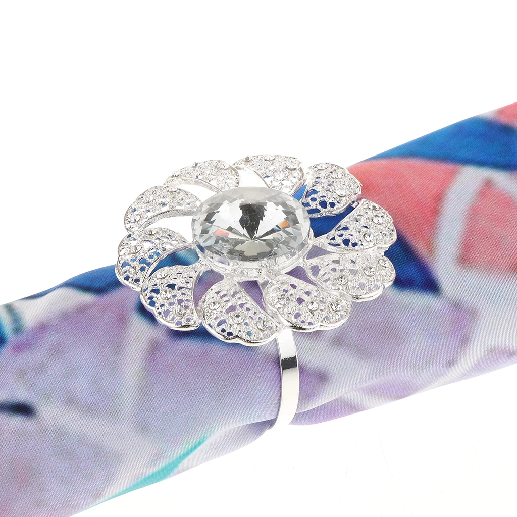 2 Color Hollow Flower Shape Metal Napkin Holder Table Decor for Wedding Dinning Party Napkin Buckle Napkin Ring