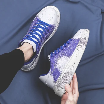 

2019 Fashion Vulcanized Shoes Brand Men Shoes Ink Jet White Sneakers Male Gold Casual Platform Board Shoes Designer Zapatillas