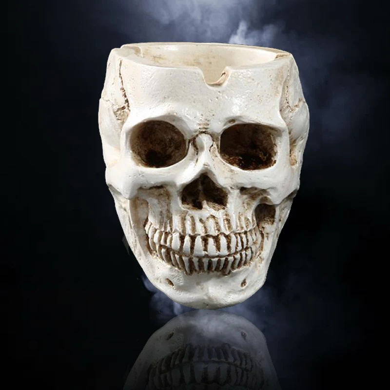 Human Skull Ashtray Cool Creative Halloween Home Office Bar Decor Ashtrays