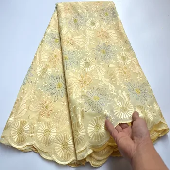 

2020 New arrival Swiss Voile Lace In Switzerland Embroidery Nigerian Dry cotton Lace Fabric With Stones For Wedding Ki056