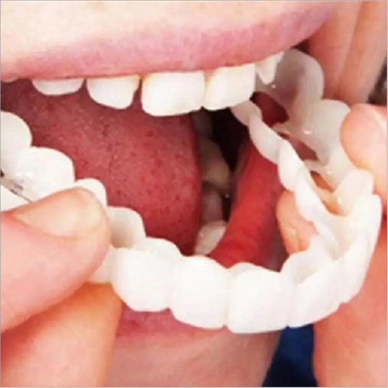 1 Set Reusable Upper Lower Teeth Whitening Denture Silicone Simulation Teeth Brace Set Dental Care Accessories 3