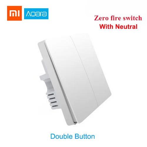 Умный домашний светильник Xiaomi Aqara Mijia с одной проволокой ZigBee, беспроводной ключ, настенный выключатель через приложение для смартфона - Цвет: wall double key N