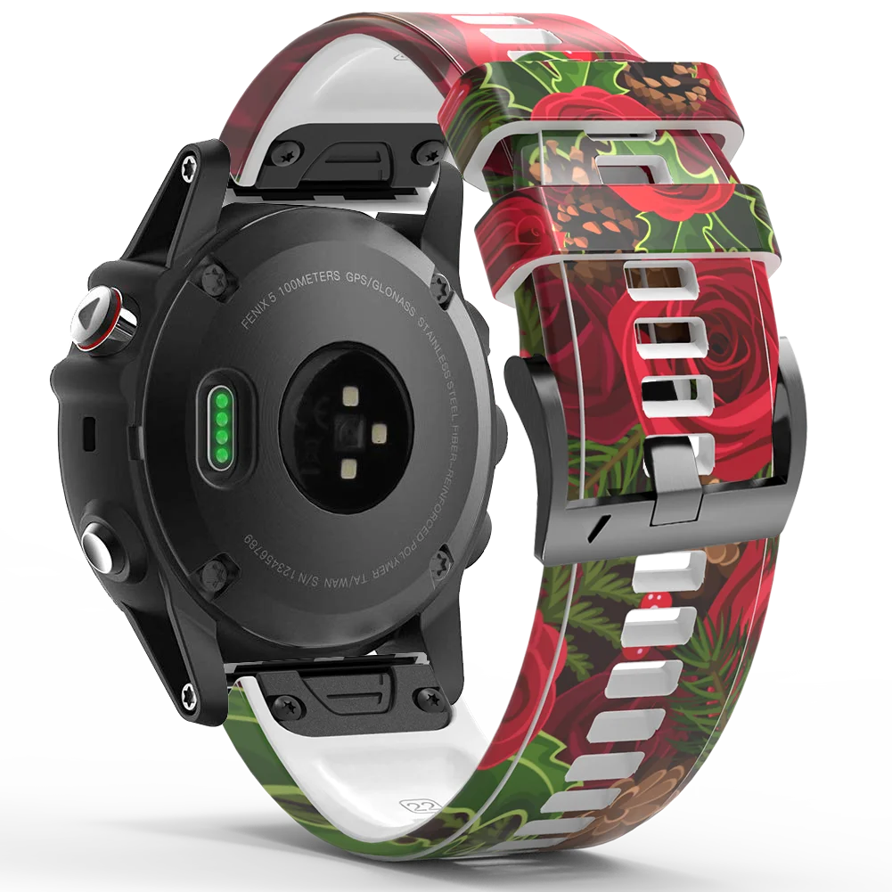 22 26mm Pringting Ǹ ü  Ʈ, Garmin Fenix 7X 7 6 6X Pro 5 5X Plus 3HR Easy Fit   ո 
