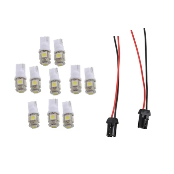 

12 Pcs Car T10 W5W Lamp Part: 10 Pcs SMD 5050 LED Night Light Bulb Lamp & 2 Pcs Light Bulb Socket Lamp Holder Connector