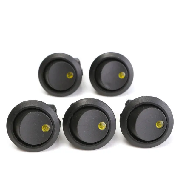 5Pcs 12V Round Rocker Toggle ON /OFF Switch 3 Pins
