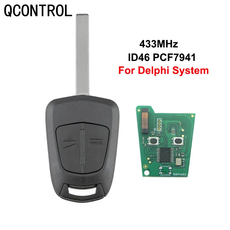 QCONTROL   Remote Control Car Key G1-AM433TX Fit PCF7941 Chip For Opel Vauxhall Corsa D 2007-2012, Meriva B 2010-2013