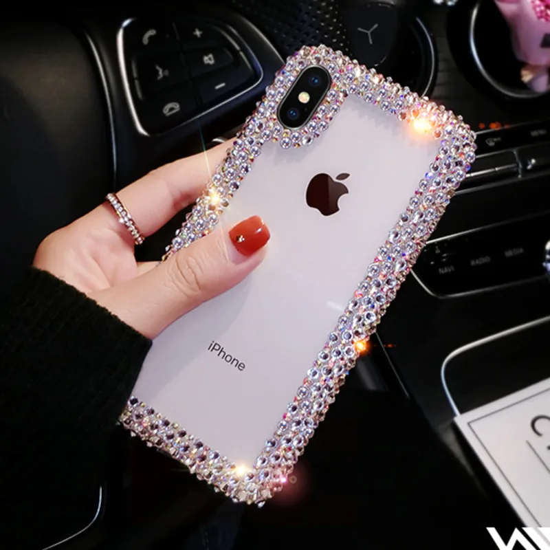 Блестящий Прозрачный чехол со стразами для iPhone 11 12 Pro X XS MAX XR 6 7 8 Plus Samsung S 10 Note 9 20 Ultra