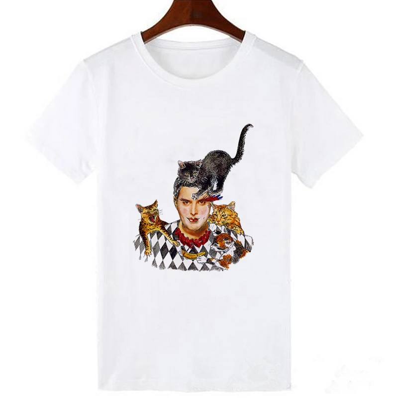 Showtly Фредди Меркури queen Группа Футболка Для женщин Harajuku Винтаж Ullzang Футболка Модные queen футболка 90s Графический рок футболки - Цвет: 19bk461-white
