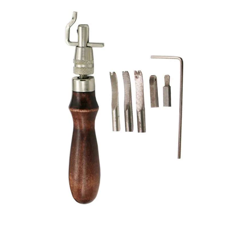 As shown 5 в 1 Pro Leather Craft Edge пресс-комплект Регулируемая строчка и Groover сгибание кожи инструмент для шитья швейные инструменты аксессуары - Цвет: As shown