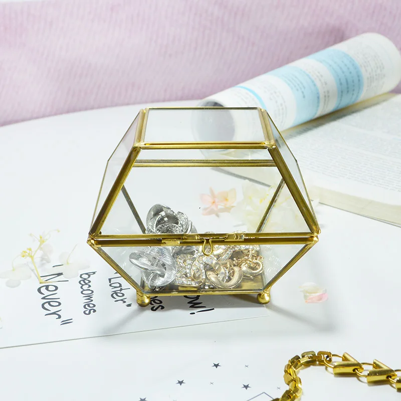 1 шт. винтажный геометрический металлический стеклянный контейнер для хранения