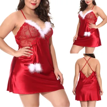 

Women Nightgowns Big Code Christmas Sleepwear Lingerie Nightdress Underwear Lace Suspender sleeping dress camisones para dormir