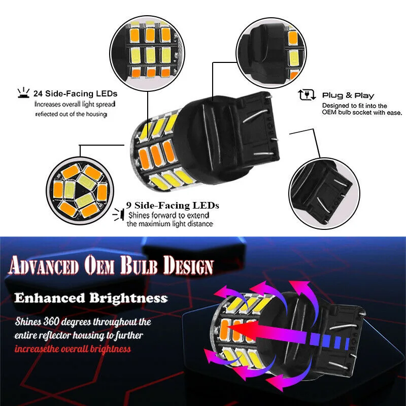 2 шт. Switchback 7443 7444 T20 светодиодный лампы для переднего поворотника DRL парковочный светильник автомобильные лампы сигнальные лампы