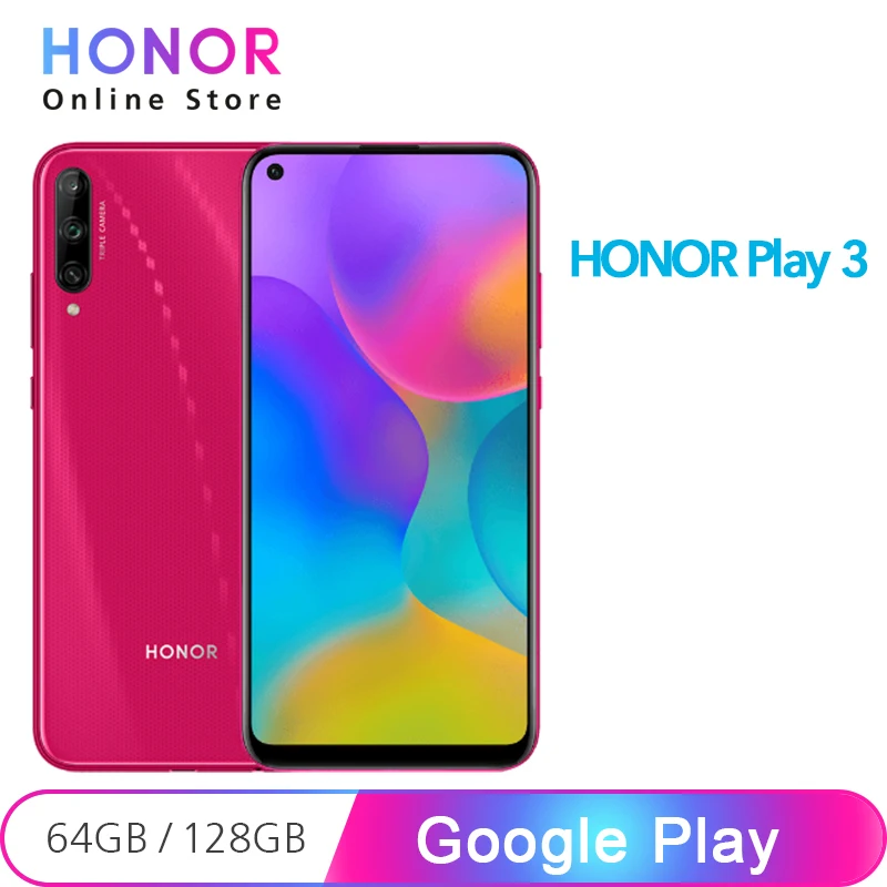 Honor Play 3, 64 ГБ/128 ГБ, 48 МП, тройная камера Kirin 710F, Восьмиядерный мобильный телефон, 4000 мАч, 6,39 дюйма, Android P, Google Play