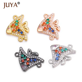 

JUYA New Luxurious Colored Zircon Crystal Animal Charm Connectors For Jewelry Making Components Diy Accessories