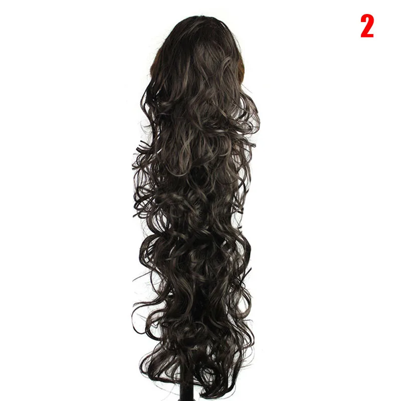 Длинные вьющиеся конский хвост парик синтетические женские коготь на заколках волосы для наращивания шиньон KG66