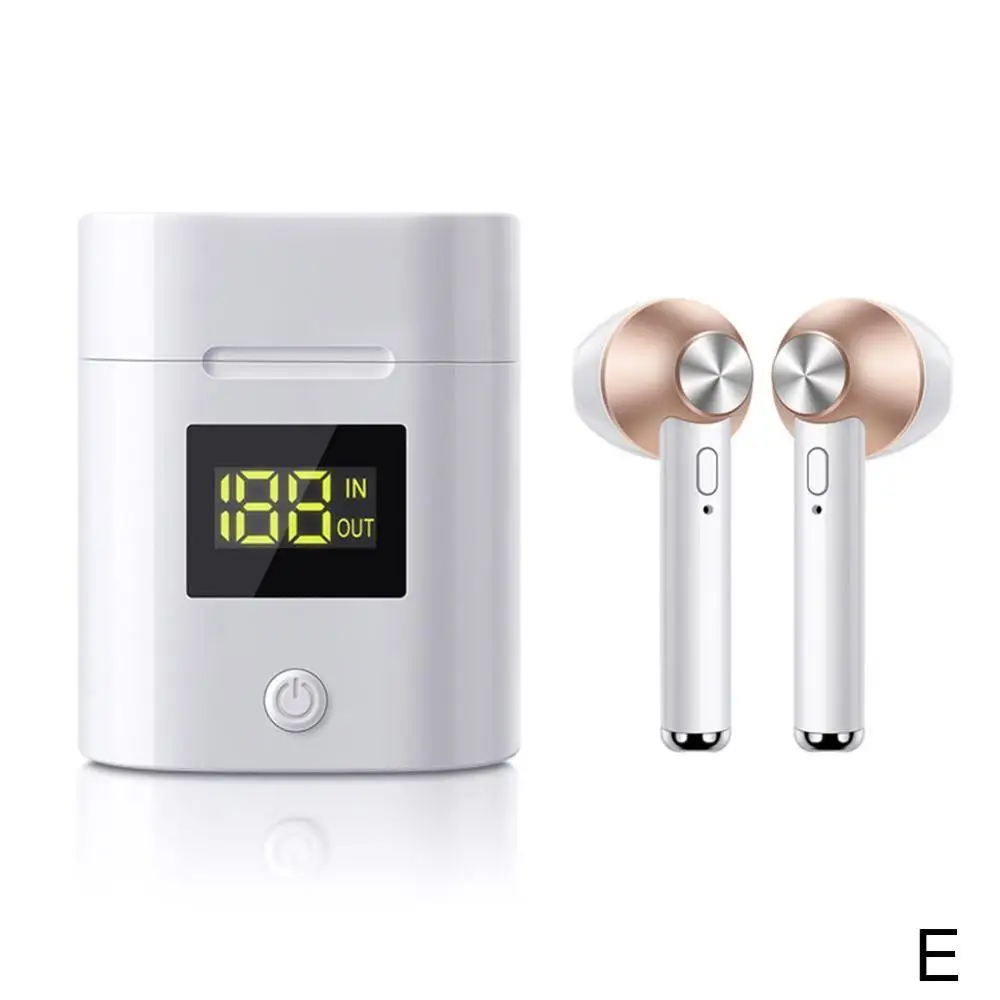 Gold D019 беспроводные наушники Bluetooth 5,0 HD стерео наушники Спорт бас гарнитура со светодиодным дисплеем зарядное устройство чехол для Xiaomi - Цвет: Gold