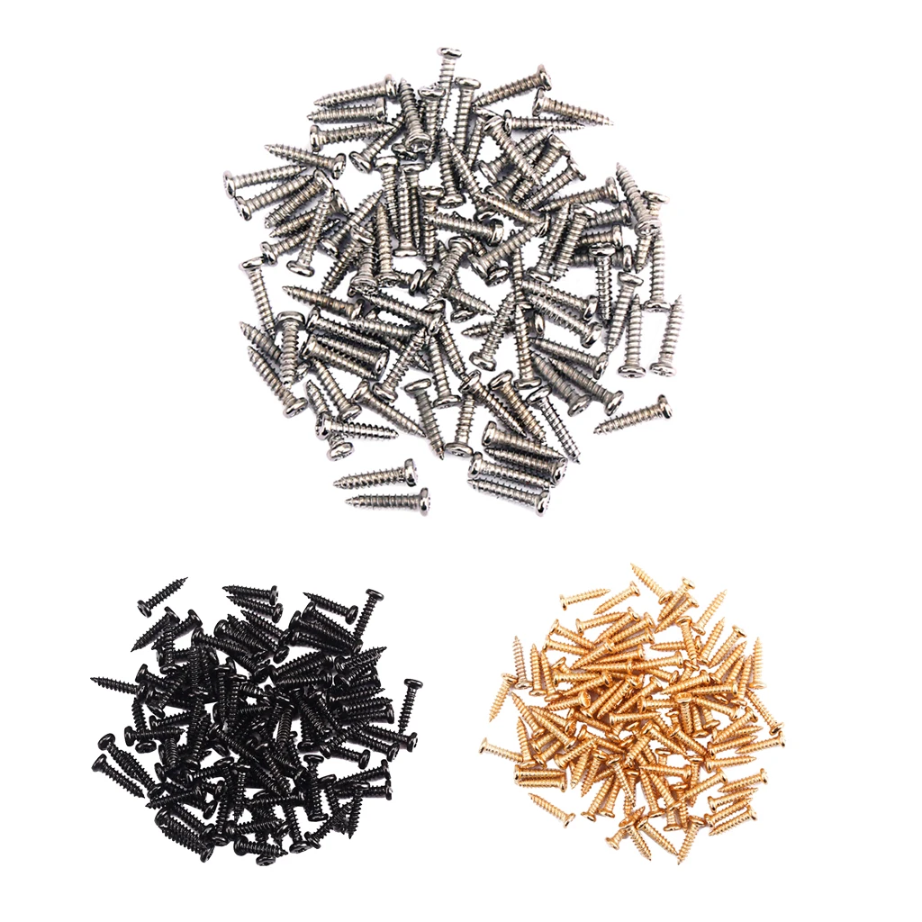 100 Pieces Iron Tuning Peg Tuner Mounting Screws for Guitar Bass Ukulele Mandolin Parts M2.2