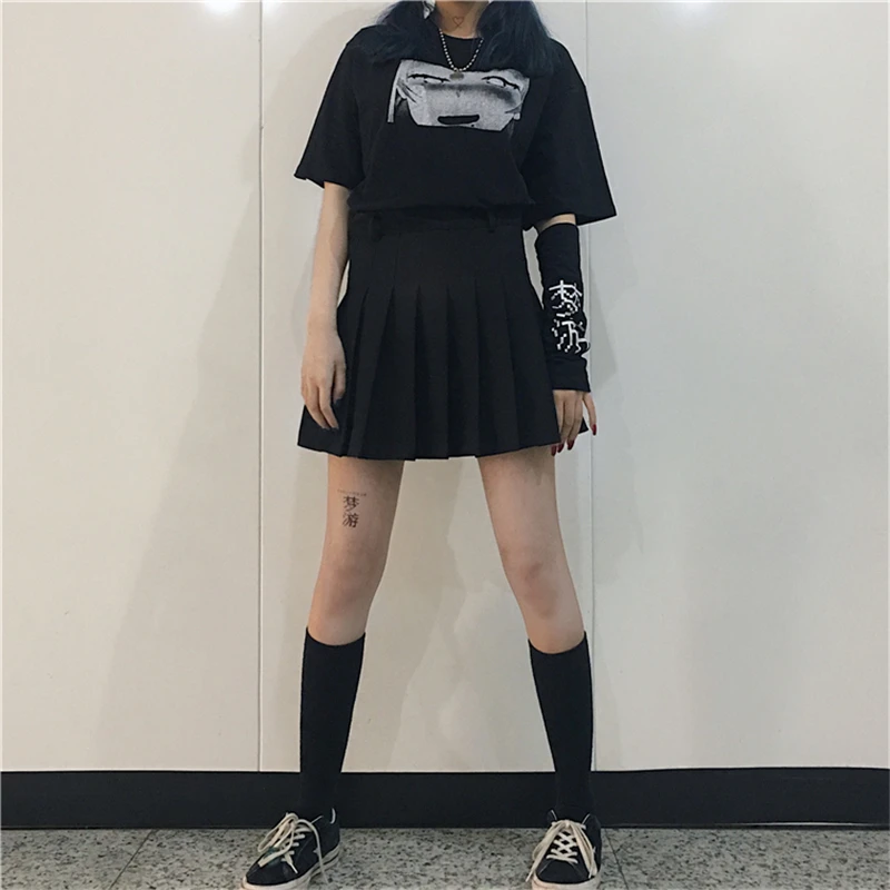 Японский Харадзюку аниме графическая Женская футболка корейский Готический принт Kawaii Короткие топы Kpop милые укороченные футболки 90s девушка футболка