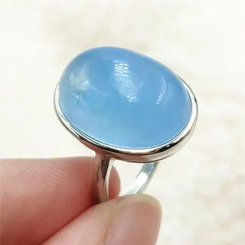 

Genuine Natural Blue Aquamarine Crystal Adjustable Ring 18x13mm Brazil 925 Sterling Silver Fashion Ring AAAAA
