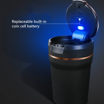 

Portable Car Ashtray Blue LED Light Garbage Coin Storage Cup Container Car Styling Universal Size Flame Retardant Ash tray
