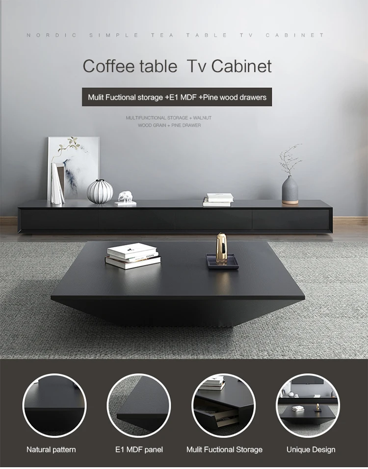 Nordic coffee table TV cabinet combination simple small apartment Italian minimalist light luxury coffee table TV cabinet living