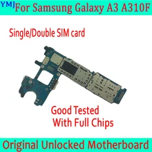 Одна/две sim-карты для samsung Galaxy A3 A310F материнская плата, оригинальная разблокированная материнская плата для samsung A310F+ полные чипы