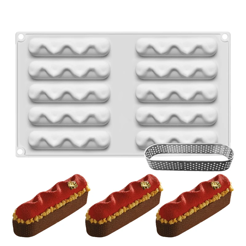 Yiwumart 8 отверстий волны овальные изогнутые формы силиконовые формы для украшения торта инструменты формы для выпечки десертная форма для Мусса шоколадная сковорода