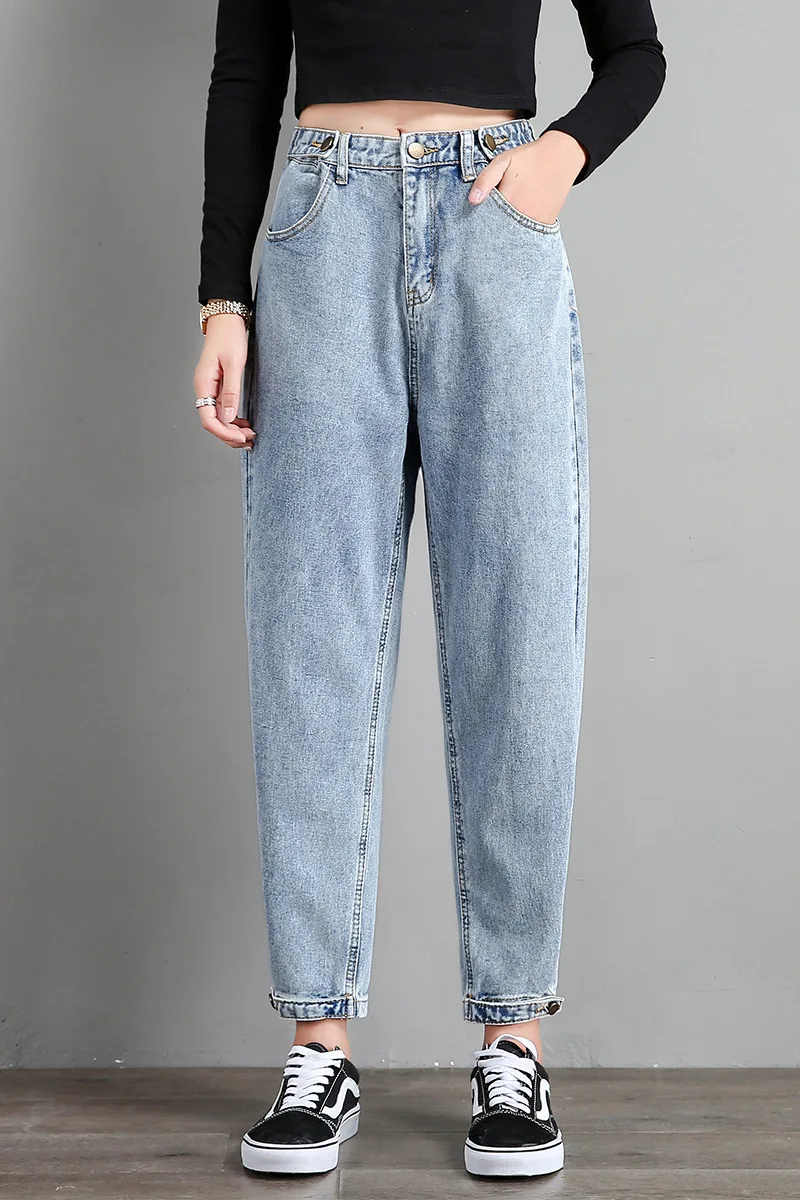 2019 осенние джинсы женские свободные новые брюки с высокой талией брюки повседневные брюки женские синие брюки для похудения хип-хоп стиль